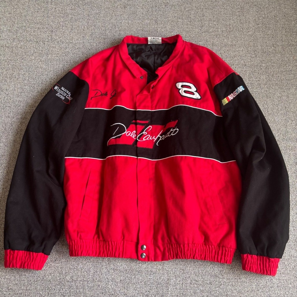 Vintage Dale Earnhardt Jr NASCAR Jacket Mens XXL Red Black Winston Cup #8